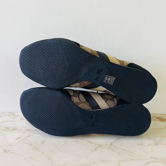COACH Kelson Khaki Beige Midnight Navy Signature Jacquard Suede Sneakers - US 8 - Picture 8 of 8